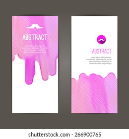 Vector banners template set. Hand drawn Watercolor stain background. Abstract background for card, brochure, banner, web design.
