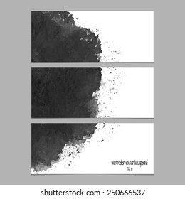 Vector banners with watercolor black. 