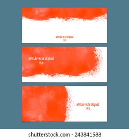 Vector banners with watercolor red. 