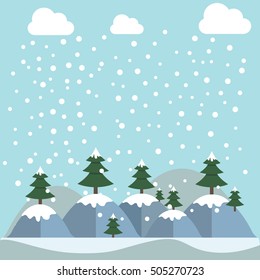 Vector banners with winter panoramic landscapes design