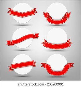 Vector Banner.Set.Red Ribbon