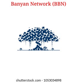Vector Banyan Network (BBN) digital cryptocurrency logo. Banyan Network (BBN) icon. Vector illustration isolated on white background.