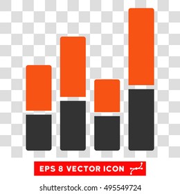 Vector Bar Chart EPS vector pictogram. Illustration style is flat iconic bicolor orange and gray symbol on a transparent background.