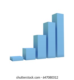 Vector bar chart isolated on white background. Abstract 3D infographic. Design element for business. Vector illustration.