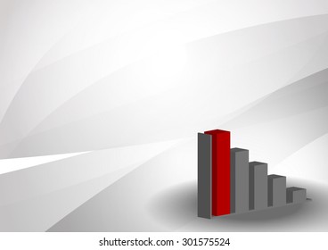 Vector : Bar chart on abstract gray background