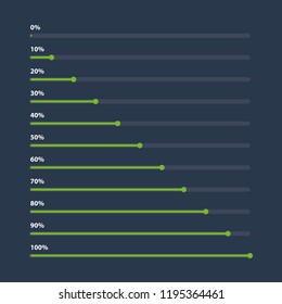 Vector bar chart on dark background. Infographic element. Vector illustration.