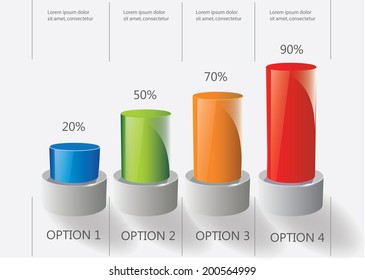 Vector bar chart on the white background. Infographic element. Vector illustration
