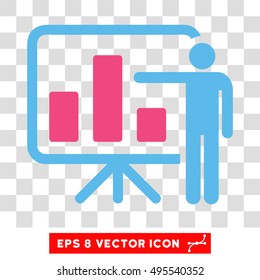 Vector Bar Chart Presentation EPS vector pictogram. Illustration style is flat iconic bicolor pink and blue symbol on a transparent background.