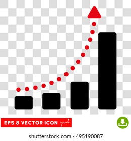 Vector Bar Chart Trend EPS vector pictogram. Illustration style is flat iconic bicolor intensive red and black symbol on a transparent background.