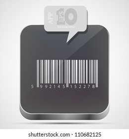 Vector Bar code app icon with gray bubble speech. Eps10