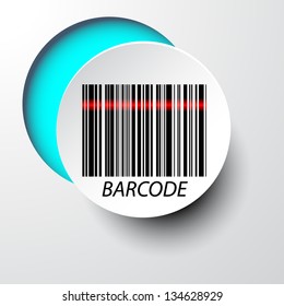Vector bar code icon with red laser beam