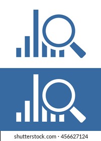 Vector bar graph and magnifying glass