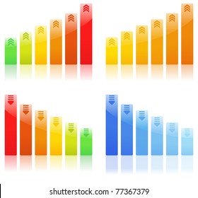Vector Bar Graphs on white background