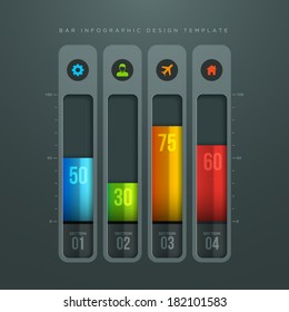 Vector bar infographic design template. Elements are layered separately in vector file.