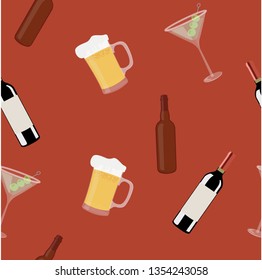 Vector Bar Themed Seamless Pattern Background 