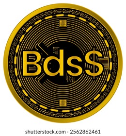 Vector of Barbados Dollar Digital Currency in gold and black colors on a white background.