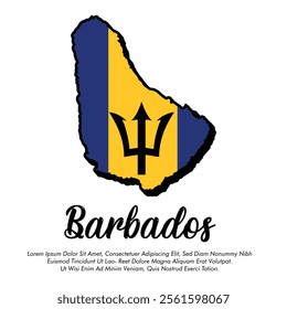 Vector Barbados flag or map banner Barbados flag Vector illustration design Barbados independence day banner design 