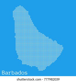 Vector Barbados map silhouette dotted on blue background