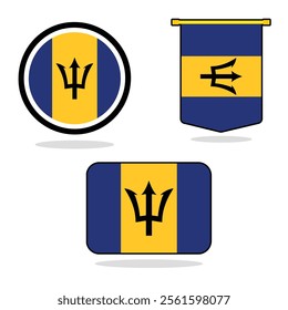 Vector Barbados set of flag banner Barbados flag with white background Vector illustration design Barbados independence day banner design