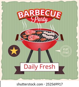 Vector barbecue banner illustration