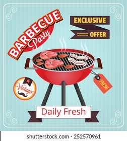 Vector barbecue banner illustration