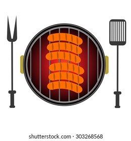 Vector Barbecue Grill Icon Isolated on White Background