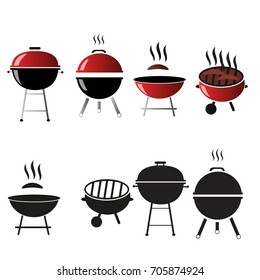 Vector barbecue and grill icons set,flat design