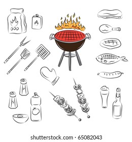 Vector barbecue party elements