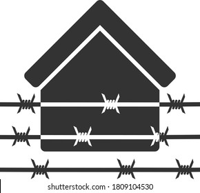 Vector barbed wire home flat icon. Vector pictogram style is a flat symbol barbed wire home icon on a white background.