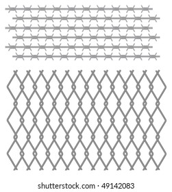vector barbed wire and metal fence