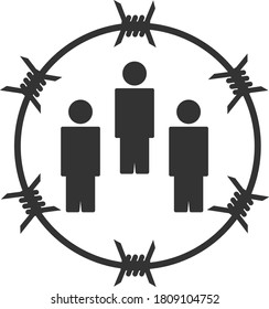 Vector barbed wire people flat icon. Vector pictograph style is a flat symbol barbed wire people icon on a white background.