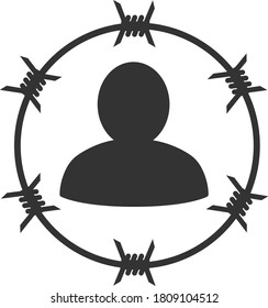 Vector barbed wire person flat icon. Vector pictogram style is a flat symbol barbed wire person icon on a white background.