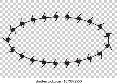 Vector Barbed Wire Silhouette Oval Shape Frame,
