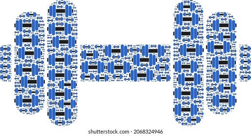 Vector barbell fractal is constructed of random fractal barbell parts. Recursion composition of barbell.