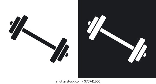 Vector barbell icon. Two-tone version on black and white background
