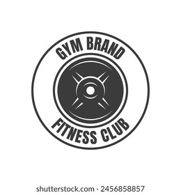 Vector barbell Plate logo design isolated on white background.