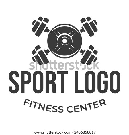 Vector barbell Plate logo design isolated on white background.