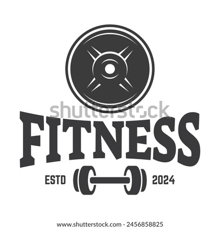 Vector barbell Plate logo design isolated on white background.