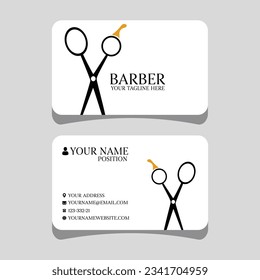 vector Barber shop business card and men's salon or barber shop logo black and white and Barber Shop business card and logo barber black and white men salon business card