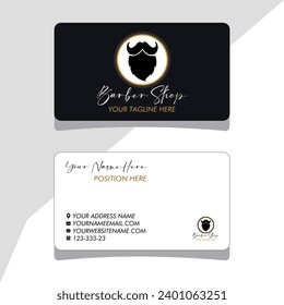 vector Barber shop business card and men's salon or barber shop logo black and white and Barber Shop business card and logo barber black and white men salon business card