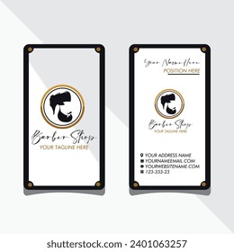 vector Barber shop business card and men's salon or barber shop logo black and white and Barber Shop business card and logo barber black and white men salon business card