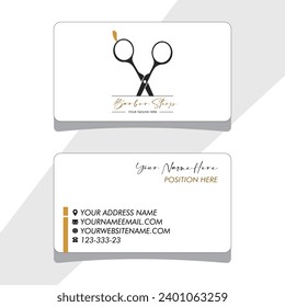 vector Barber shop business card and men's salon or barber shop logo black and white and Barber Shop business card and logo barber black and white men salon business card