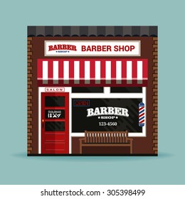 Vector Barber Shop Detailed Facade Background