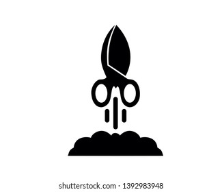 vector barber shop fast smoke scissors logo