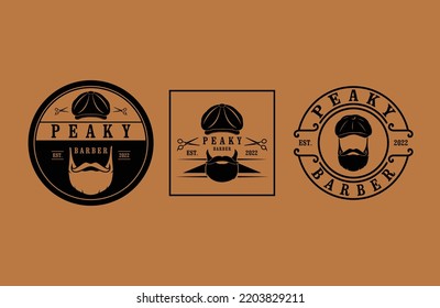 Vector barber shop logo Collection for your design. For Label, Badge, Sign or Advertising. Peaky name, Hairdresser Logo.