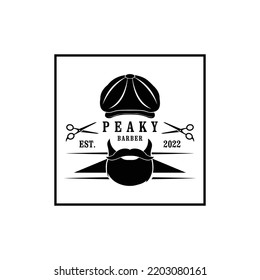 Vector barber shop logo for your design. For Label, Badge, Sign or Advertising. Peaky name, Hairdresser Logo.