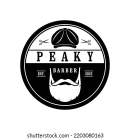 Vector barber shop logo for your design. For Label, Badge, Sign or Advertising. Peaky name, Hairdresser Logo.