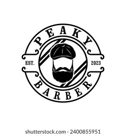 Vector barber shop logo for your design. For Label, Badge, Sign or Advertising. Peaky name, Hairdresser Logo.
