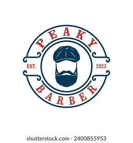 Vector barber shop logo for your design. For Label, Badge, Sign or Advertising. Peaky name, Hairdresser Logo.