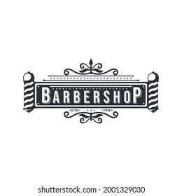 Vector Barber shop vintage logo with gentleman face isolated on a white background